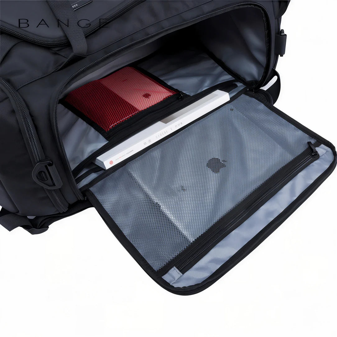 Sac de sport sac à dos : housse noire pour ordinateur avec poche transparente et doublure rouge