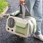 Sac de transport à main pour chat Felinity, léger vert clair et beige avec fenêtres en mesh
