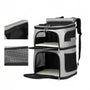 Sac de transport double pour chat Cocoon Duo avec sac à dos gris et noir, fenêtres en mesh