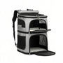 Sac de transport double pour chat Cocoon Duo avec sac à dos gris et noir, fenêtres en mesh