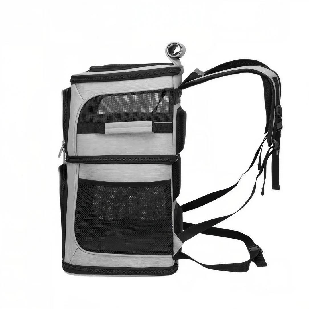 Sac de transport double pour chat Cocoon Duo avec porte-ventilation et bretelles ajustables