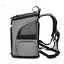 Sac de transport extensible pour chat en gris avec ventilation en mesh et poche extérieure