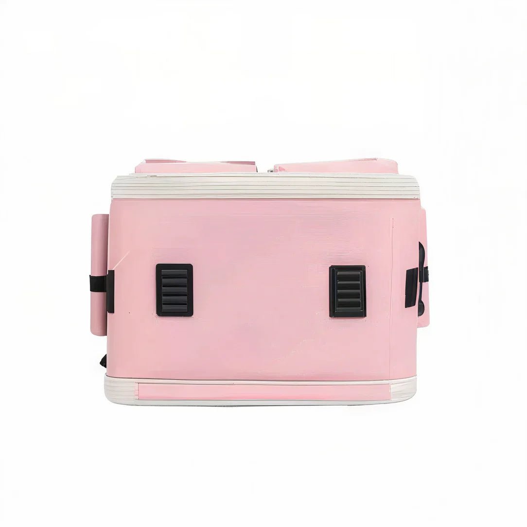 Haut-parleur portable rose avec accents noirs et dessus blanc pour Sac de transport pour chat 10kg Ronron