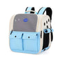 Sac de transport pour chat 10kg Ronron, sac à dos bleu clair et beige avec fenêtres en mesh