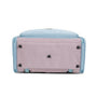 Sac de voyage pour chat en bleu clair et rose avec pieds en métal pour stabilité