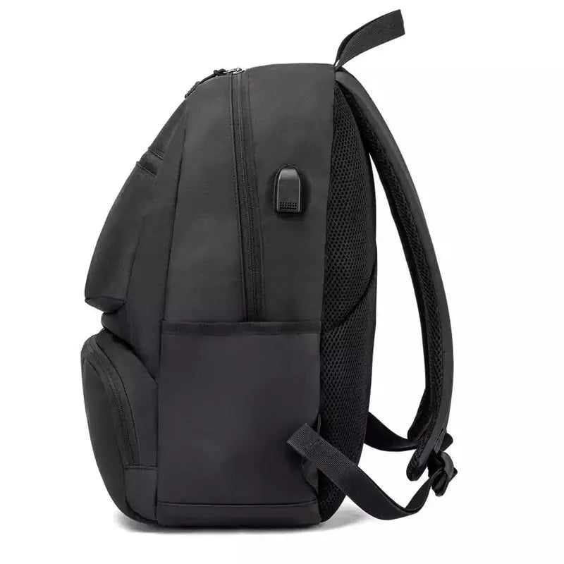 Sac d école collège garçon avec sac à dos noir, port de recharge USB et panneau dorsal rembourré