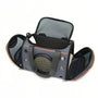 Sac hublot à bandoulière pour chat et chien avec porte grise, orange, ventilation et mesh