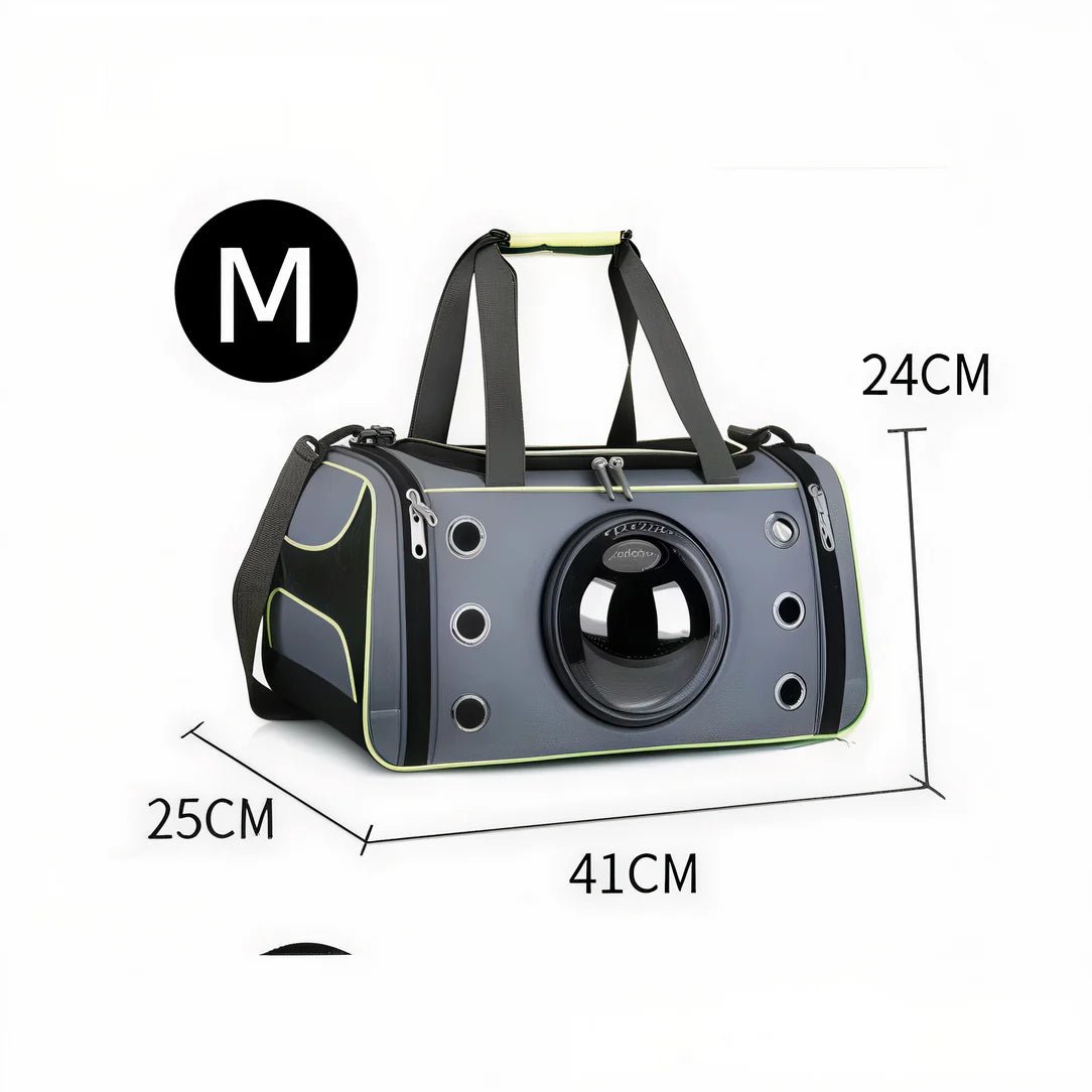 Sac hublot à bandoulière pour chat et chien avec porte transparente et accents verts