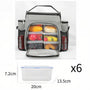 Sac isotherme bandoulière 27L gris avec six contenants alimentaires transparents