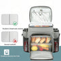 Sac isotherme bandoulière 27L gris avec plusieurs compartiments pour nourriture et boissons