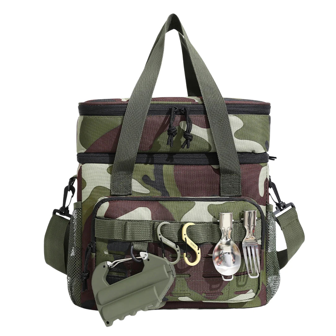 Sac isotherme camouflage avec double compartiment et attaches extérieures, sac isotherme robuste