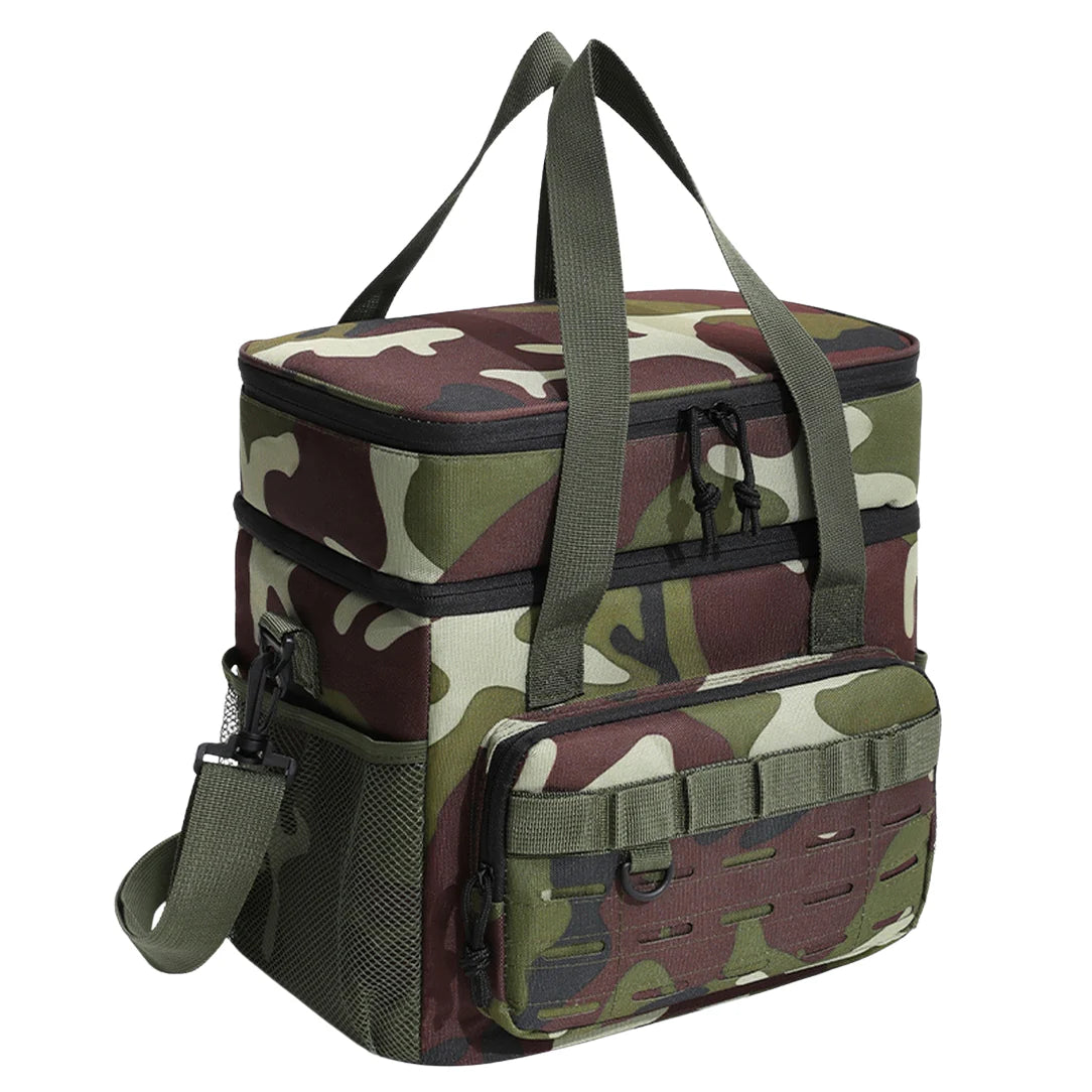 Sac isotherme camouflage avec double couche, poignées et bandoulière pour le transport