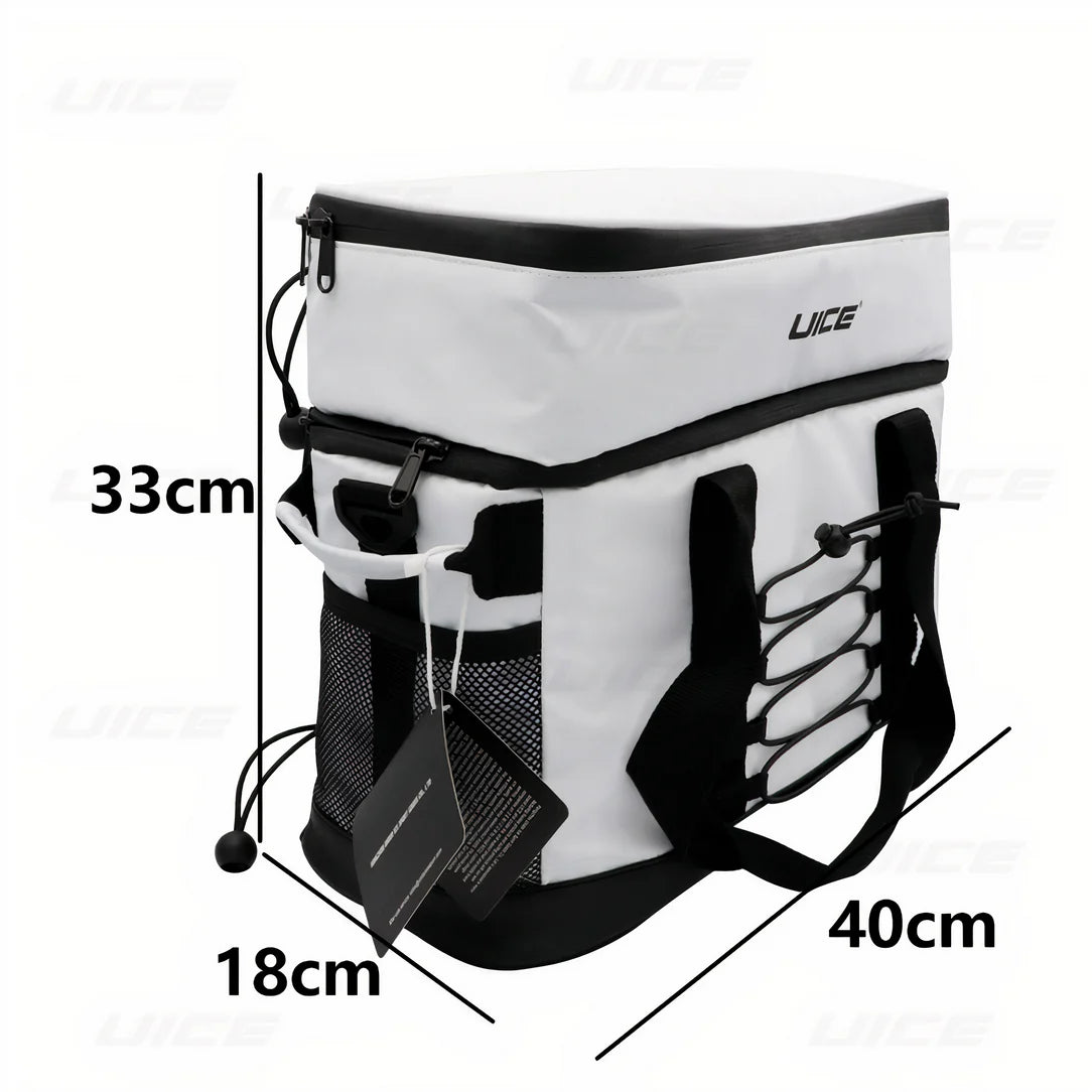 Sac isotherme travail grand format avec sac froid blanc et noir, poches latérales