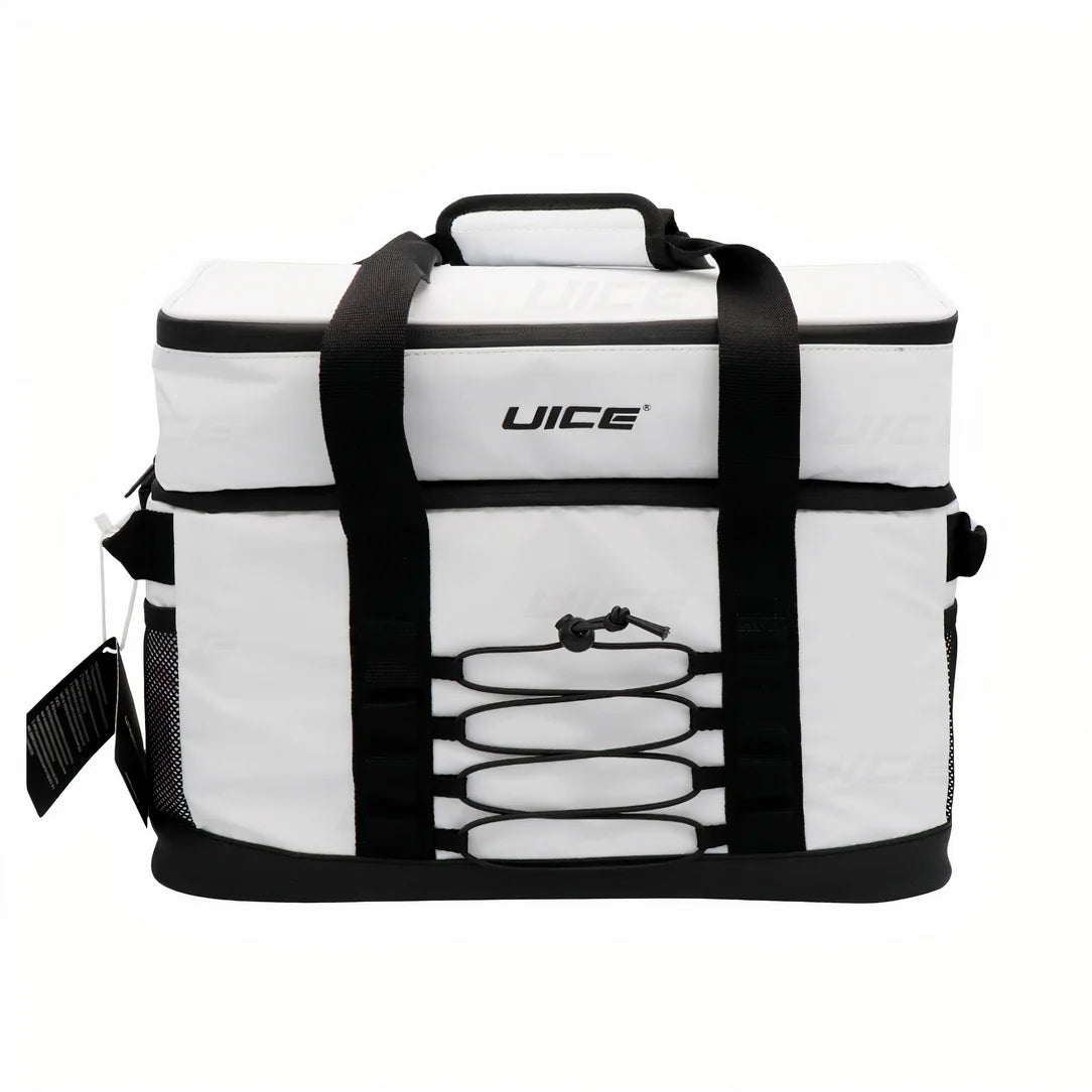 Sac isotherme travail grand format avec sac isotherme blanc et noir, poignée et cordon de rangement