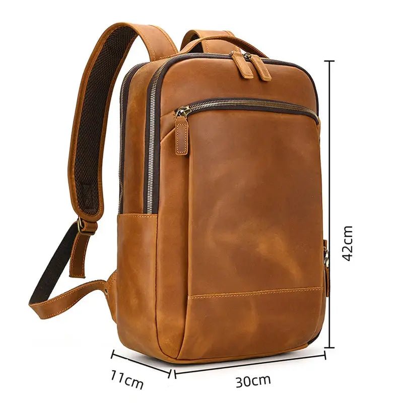 Sac ordinateur pour femme de luxe en cuir avec sac à dos en cuir brun à multiples compartiments