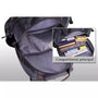 Sac urbain homme sac à dos noir ouvert avec contenu varié pour homme urbain
