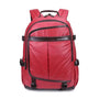 Sac urbain homme sac à dos en tissu rouge avec trim marron foncé et plusieurs compartiments